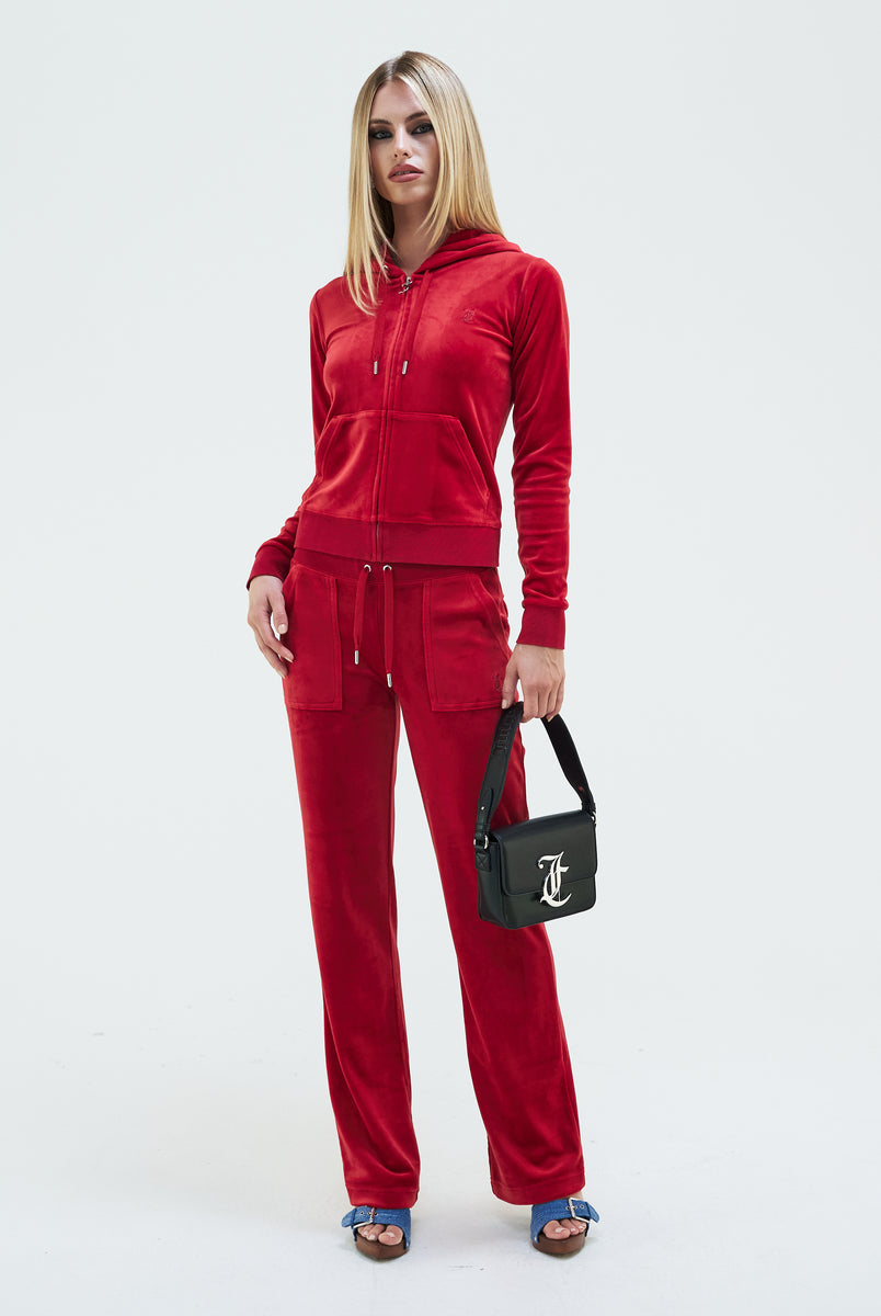 Red velour best sale juicy couture tracksuit