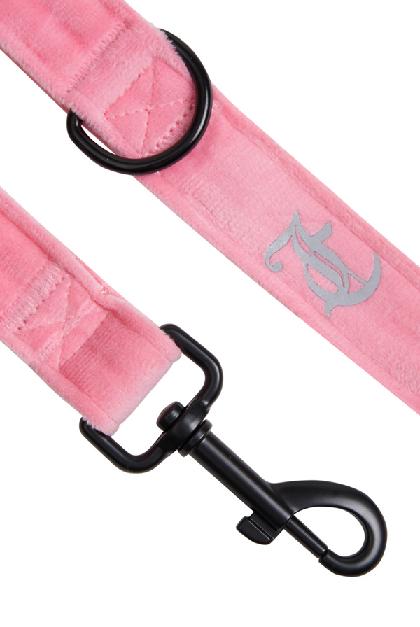 PET PINK VELOUR HARNESS & LEASH -SMALL
