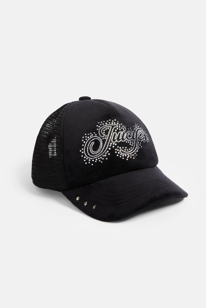 BLACK DIAMANTE SCATTER TRUCKER CAP