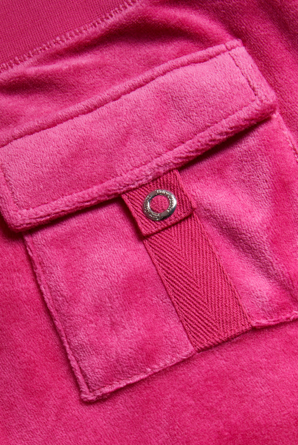 NOSTALGIA PINK ULTRA LOW RISE BAMBOO VELOUR HERITAGE POCKETED BOTTOMS
