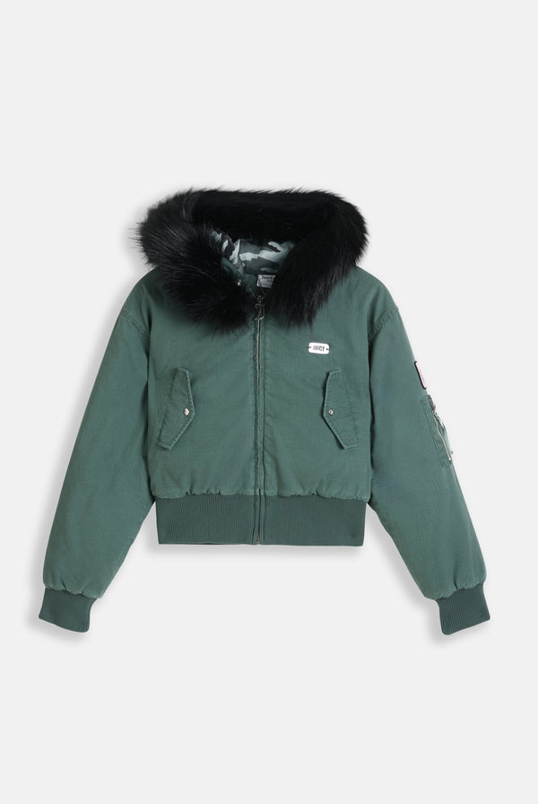 DUCK GREEN TWILL BOMBER JACKET