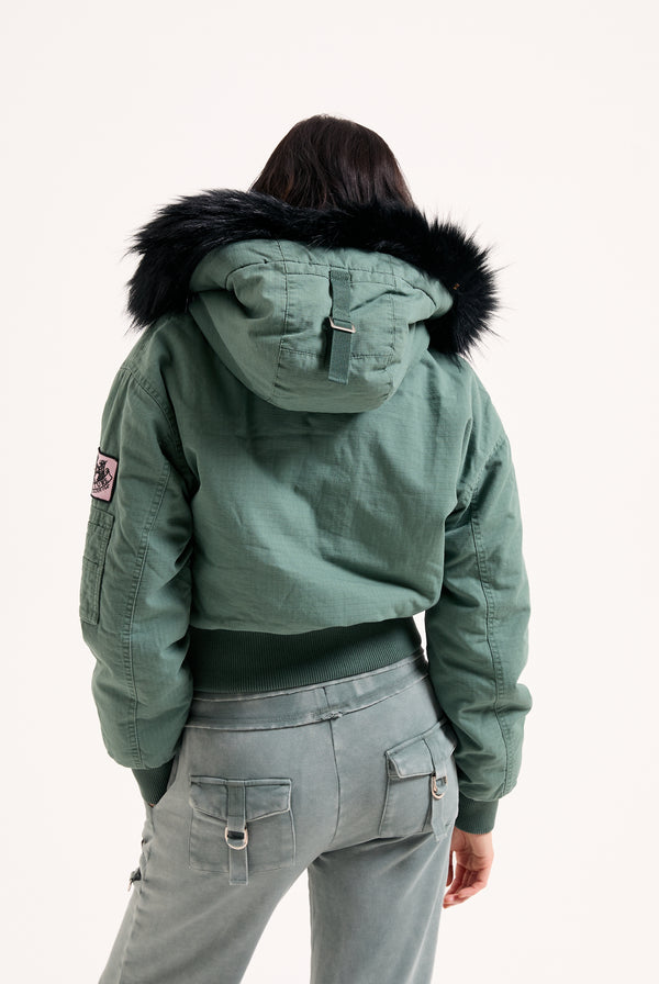DUCK GREEN TWILL BOMBER JACKET