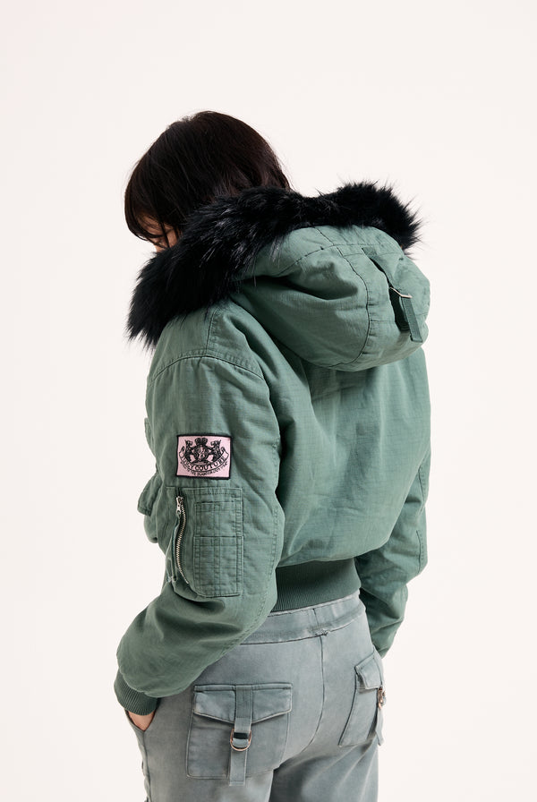 DUCK GREEN TWILL BOMBER JACKET
