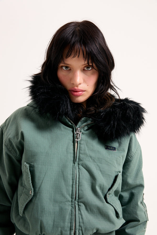 DUCK GREEN TWILL BOMBER JACKET