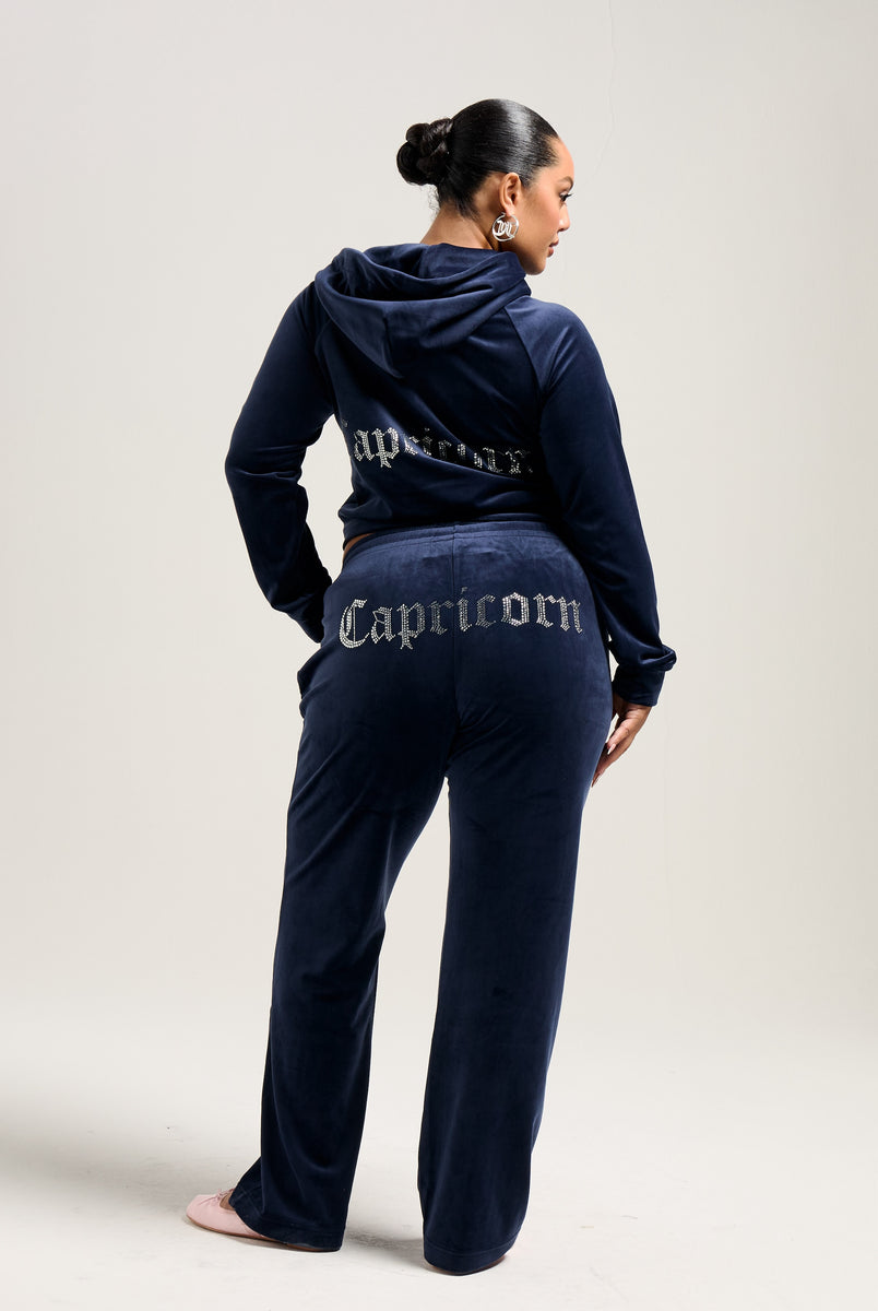 CAPRICORN NIGHT SKY DIAMANTE VELOUR ZIP THROUGH HOODIE