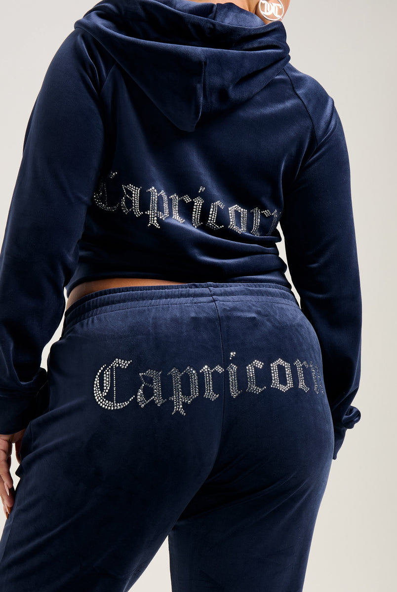 'CAPRICORN' NIGHT SKY VELOUR DIAMANTÉ TRACKSUIT BOTTOM
