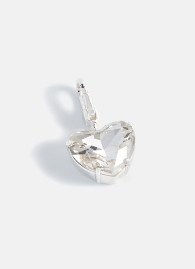 CLEAR CRYSTAL HEART & SILVER DROP CHARM