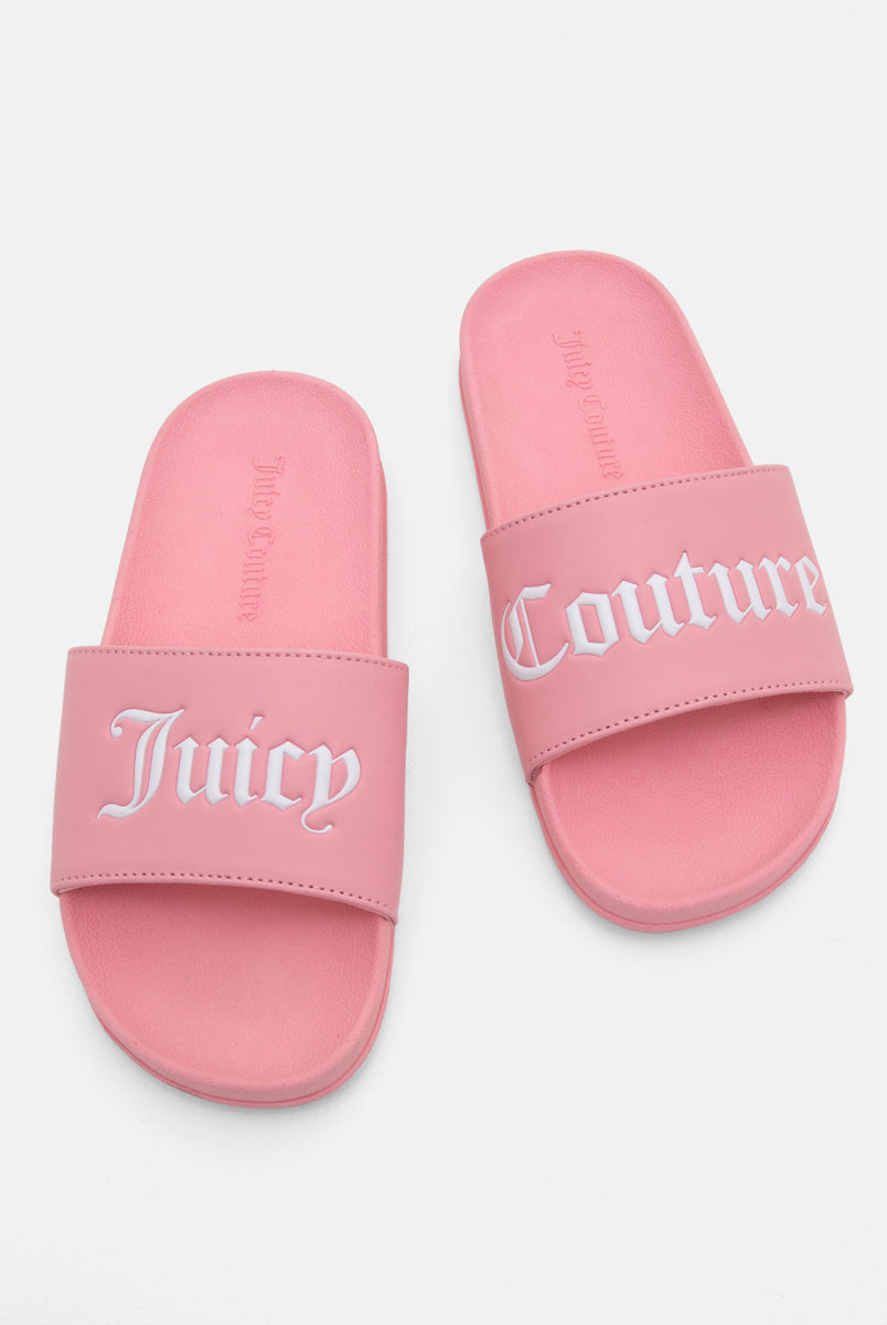 JUICY PINK JUICY COUTURE EMBOSSED SLIDERS – Juicy Couture UK