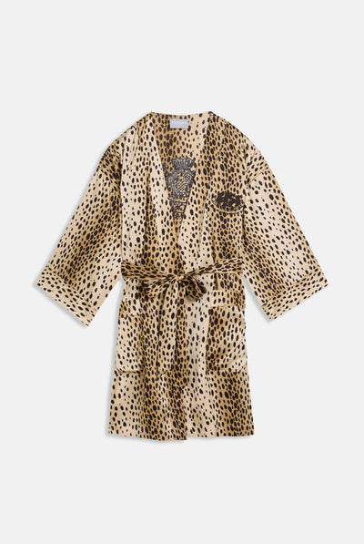 CHEETAH SATIN ROBE