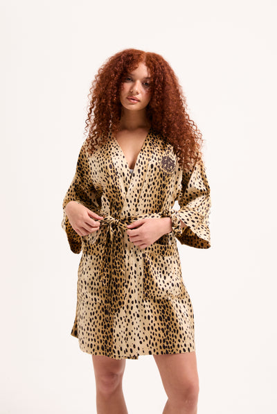 CHEETAH SATIN ROBE