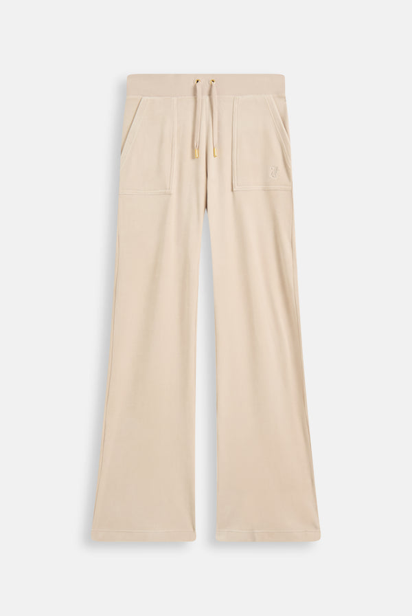 BRAZILIAN SAND / GOLD LOW RISE FLARE CLASSIC VELOUR TRACK PANT