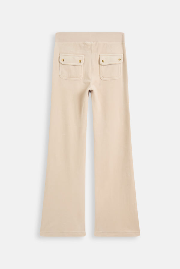 BRAZILIAN SAND / GOLD LOW RISE FLARE CLASSIC VELOUR TRACK PANT