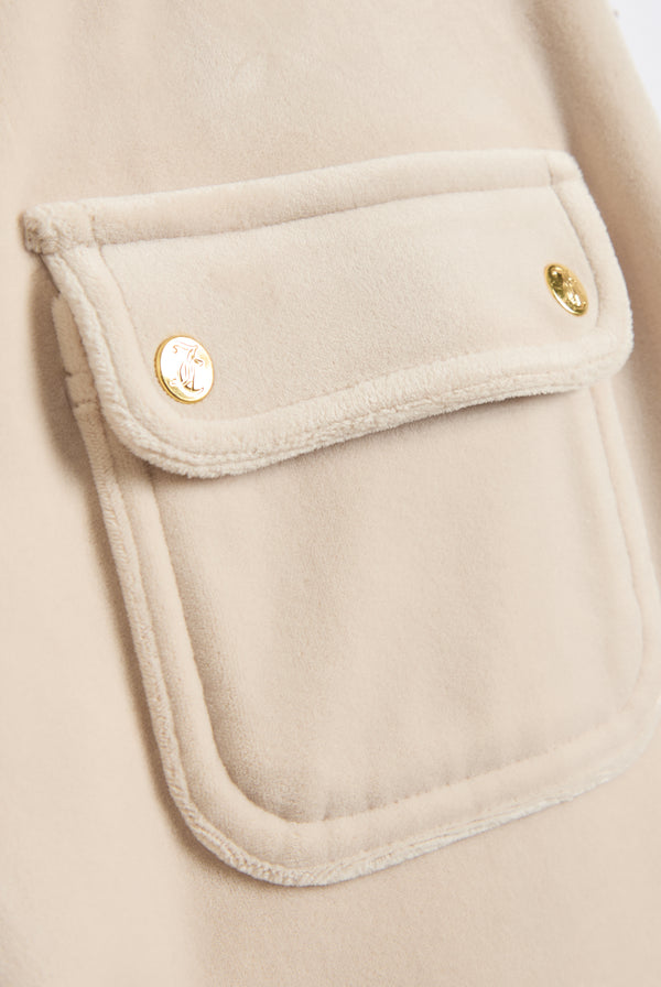 BRAZILIAN SAND / GOLD LOW RISE FLARE CLASSIC VELOUR TRACK PANT