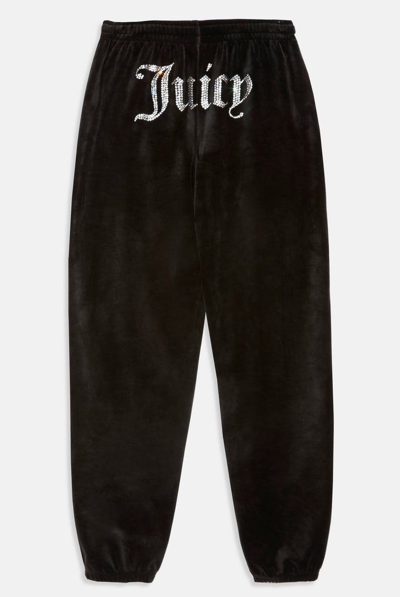 BLACK DIAMANTE VELOUR CUFFED BOTTOMS Juicy Couture UK