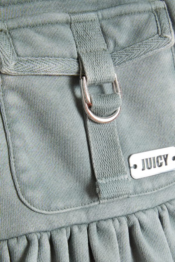 DUCK GREEN WASHED RUFFLE MINI SKIRT