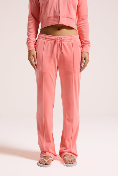 GEORGIA PEACH VELOUR DIAMANTÉ TRACKSUIT BOTTOM