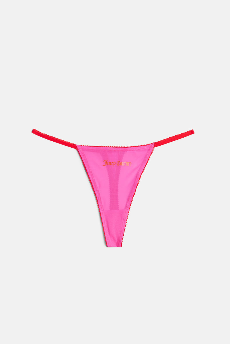 Pink velour lowrise thong. Small. Great condition - Depop
