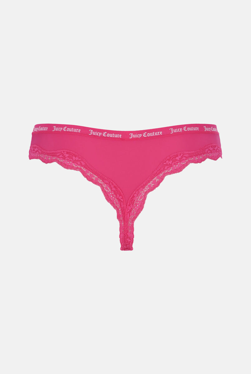 MICROFIBER LACE TRIM THONGS MULTIPACK X3 Juicy Couture UK