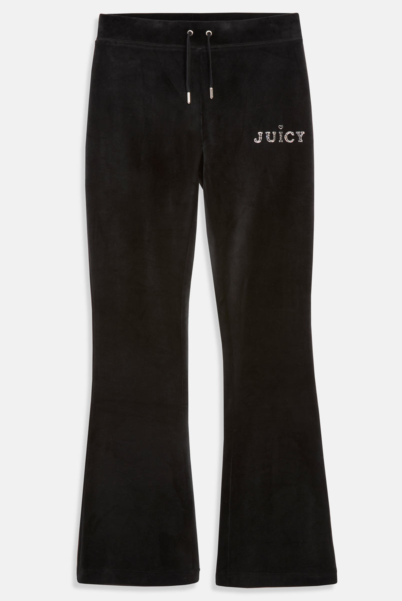 BLACK CLASSIC VELOUR REGAL DIAMANTE TRACK PANT