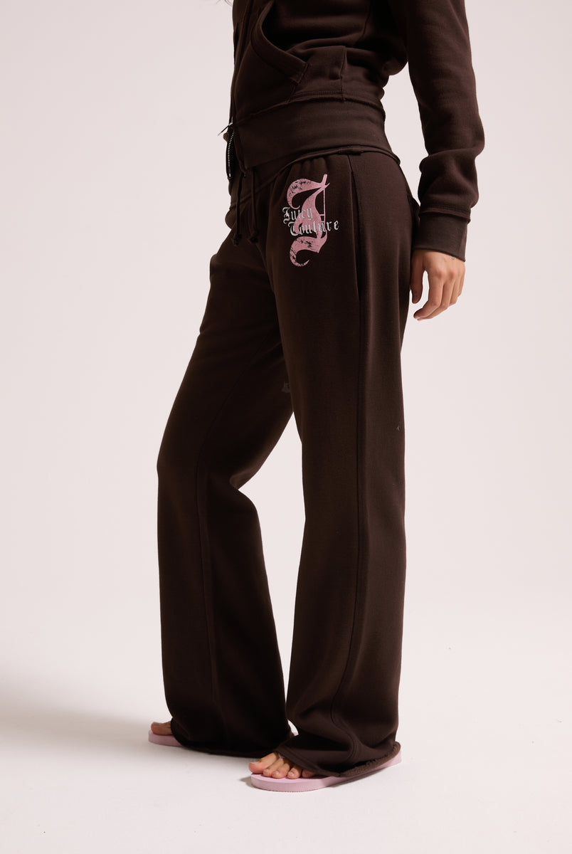 Juicy Couture ダークブラウン フレアパンツ RELAXEDFITLONGLINEFLEECEHOODIE