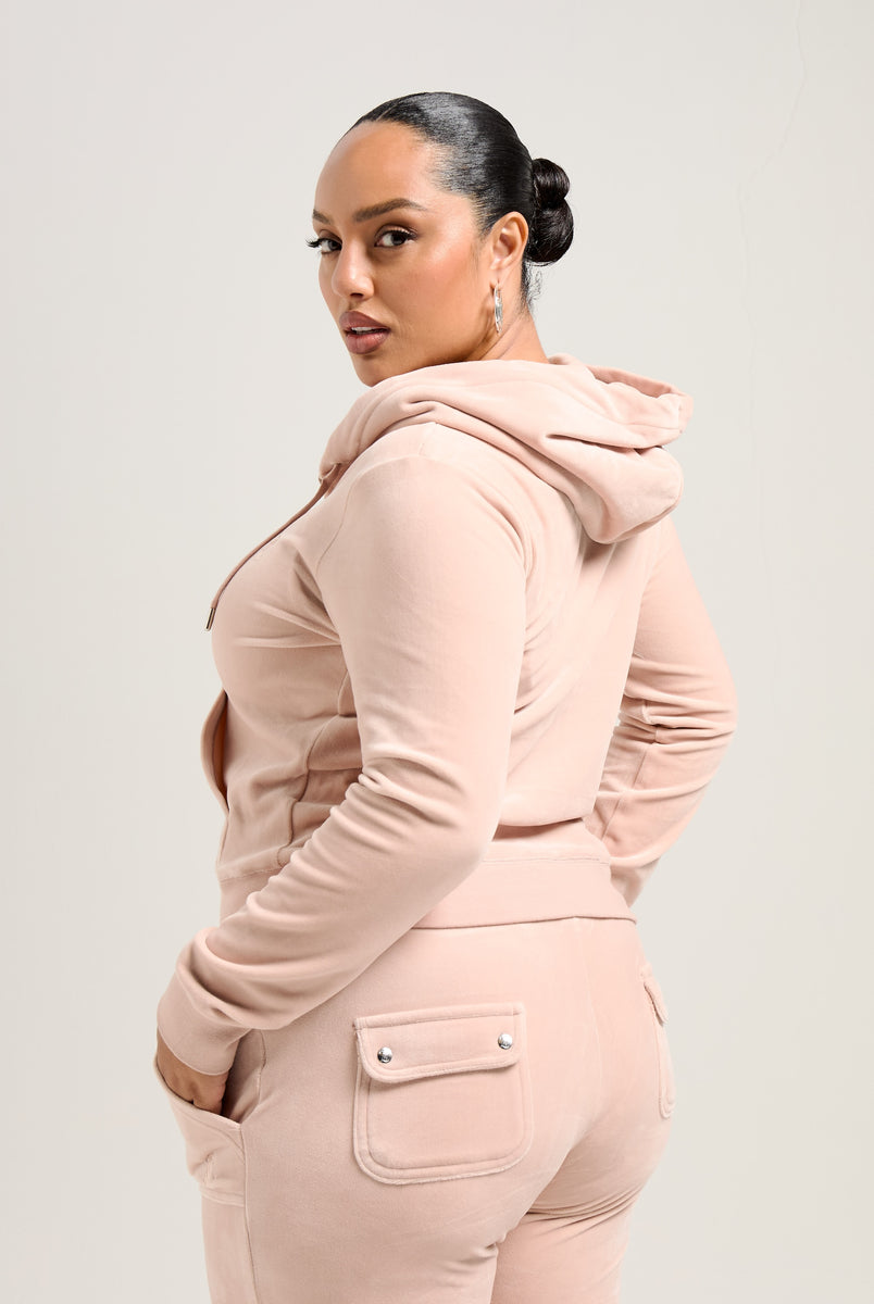 Pink hoodie with a rose top