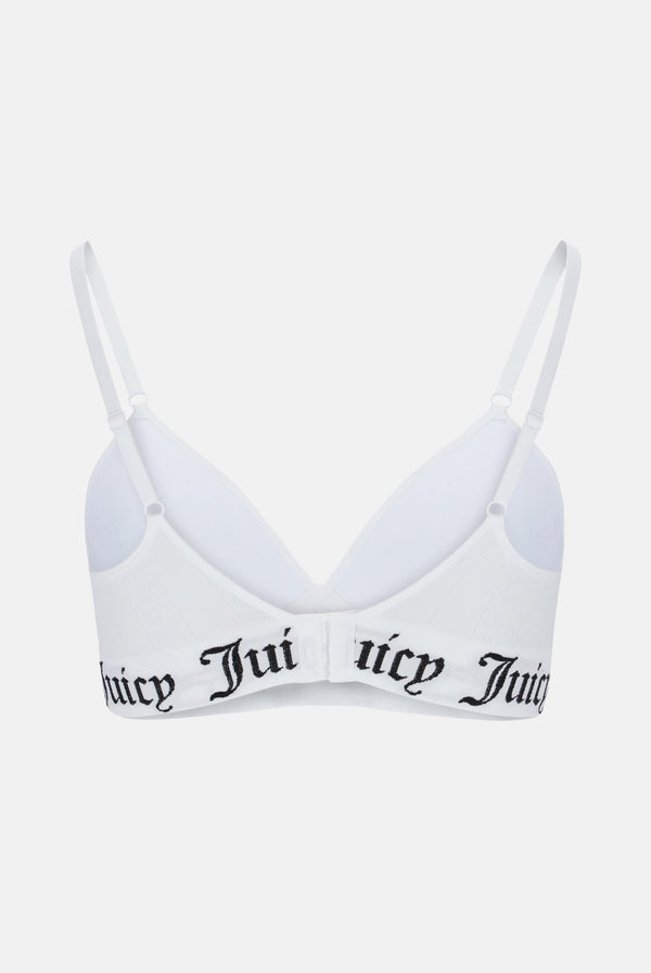 WHITE SEAMLESS RIB MOULDED CUP TRIANGLE BRA