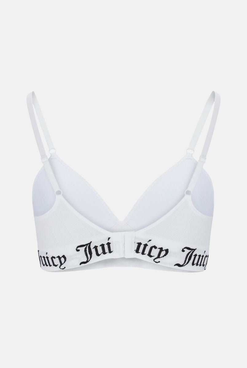 WHITE SEAMLESS RIB MOULDED CUP TRIANGLE BRA – Juicy Couture UK