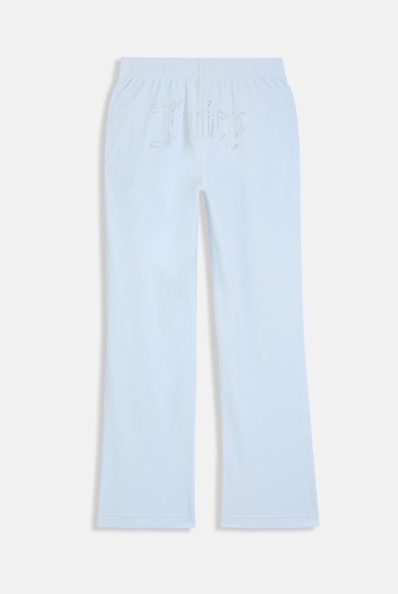 Light Blue Velour Mid-Rise Tracksuit Bottoms – Juicy Couture UK