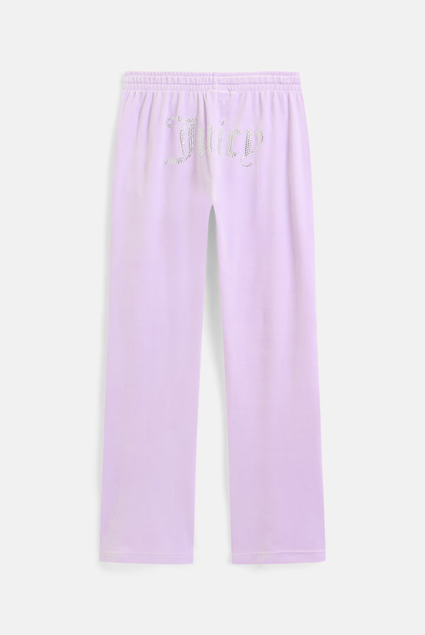 PASTEL LILAC VELOUR DIAMANTÉ TRACKSUIT BOTTOM