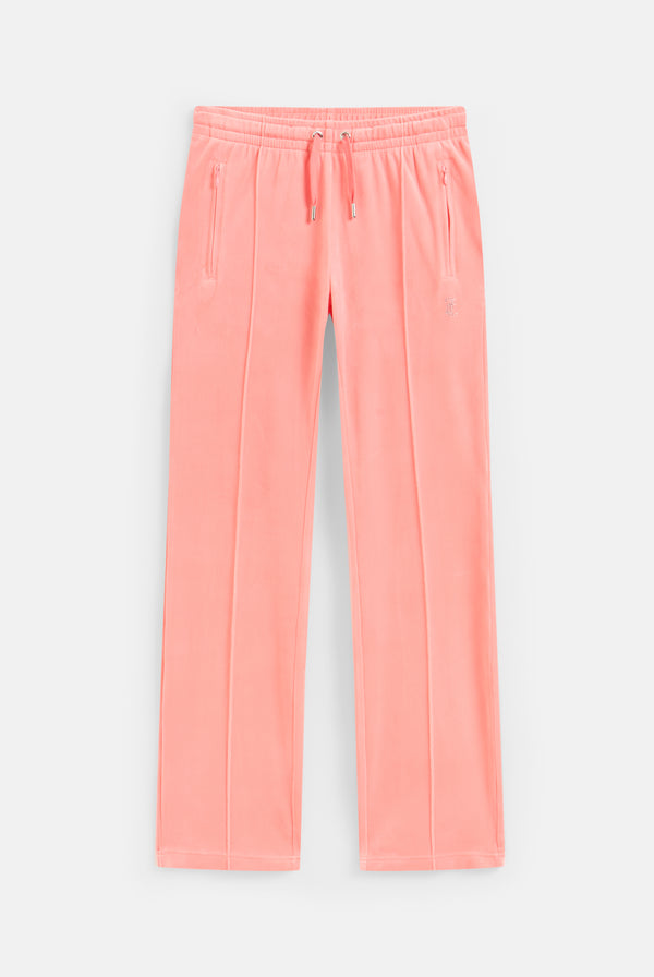 GEORGIA PEACH VELOUR DIAMANTÉ TRACKSUIT BOTTOM