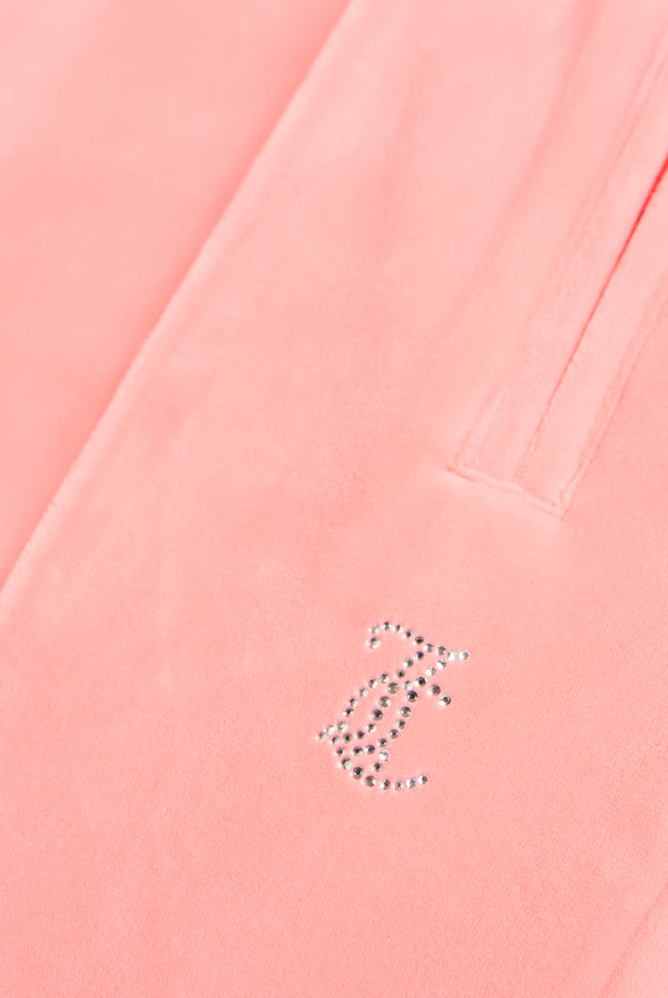 GEORGIA PEACH VELOUR DIAMANTÉ TRACKSUIT BOTTOM