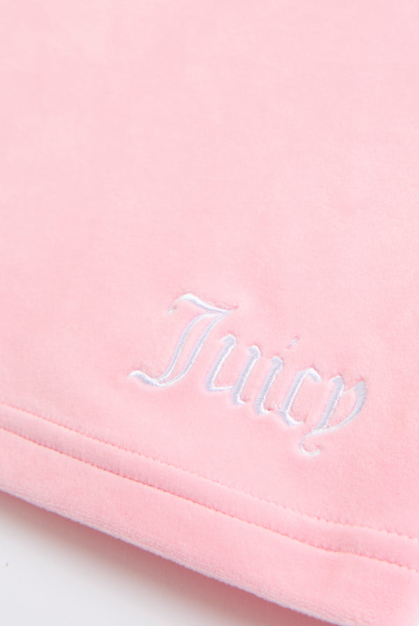 JUICY PINK RECYCLED VELOUR MINI BANDEAU DRESS