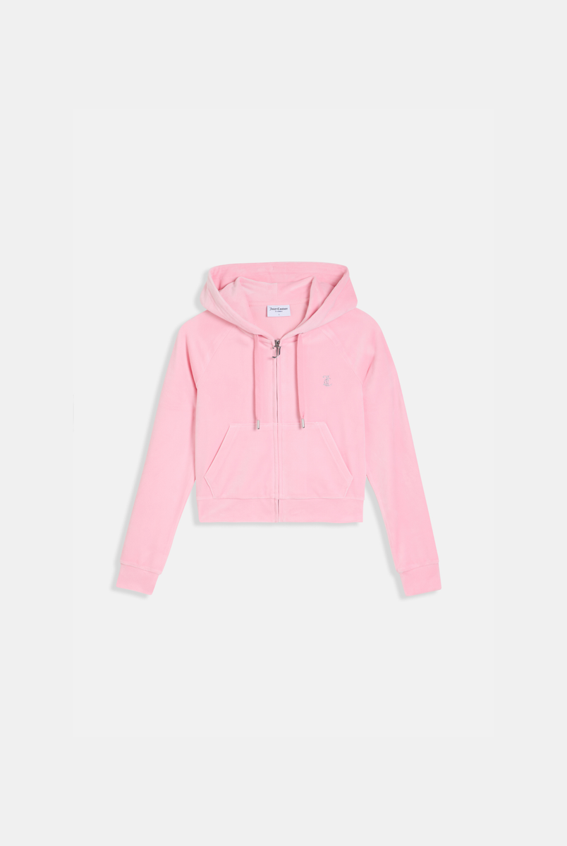 JUICY PINK DIAMANTÉ VELOUR ZIP-THROUGH HOODIE – Juicy Couture UK JUICY PINK DIAMANTÉ VELOUR ZIP-THROUGH HOODIE – Juicy Couture UK