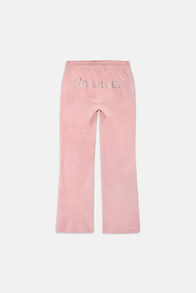 'AQUARIUS' JUICY PINK VELOUR DIAMANTÉ TRACKSUIT BOTTOM