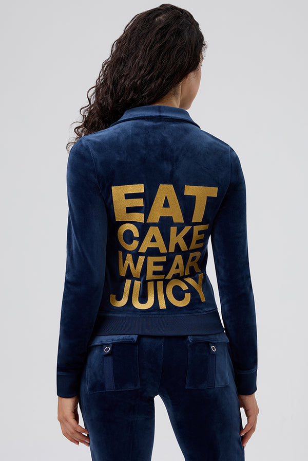 REGAL BLUE HERITAGE EAT CAKE VELOUR TRACK JACKET