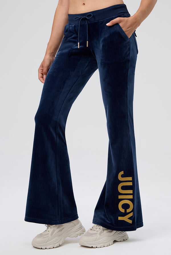 REGAL BLUE HERITAGE LOW RISE GLITTER VELOUR PANT