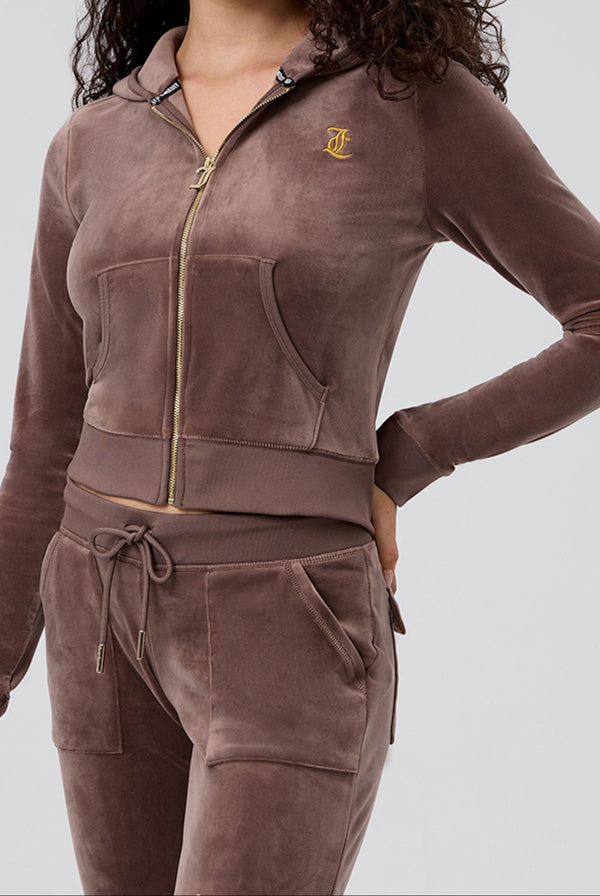 PEWTER HERITAGE THIRTY CROPPED VELOUR TRACK JACKET