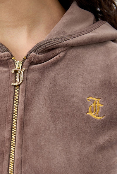PEWTER HERITAGE THIRTY CROPPED VELOUR TRACK JACKET