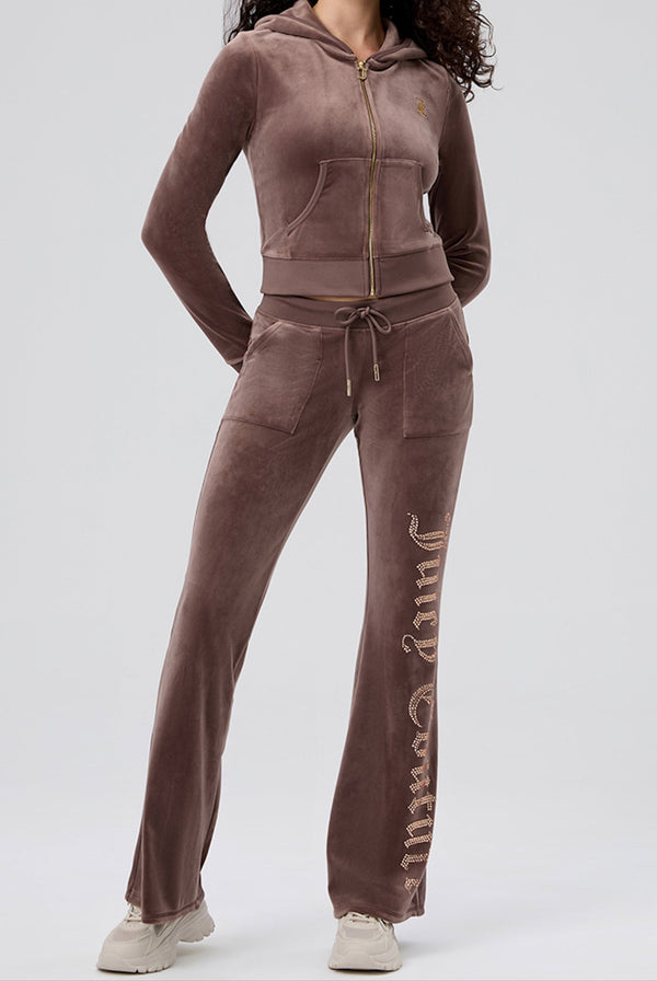 PEWTER HERITAGE THIRTY CROPPED VELOUR TRACK JACKET