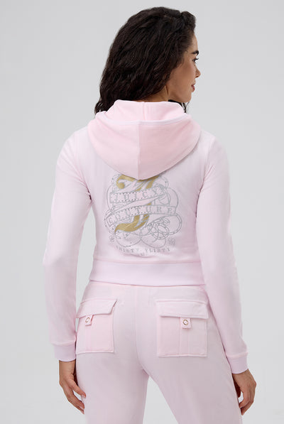 SOFT GLOW HERITAGE THIRTY CROPPED VELOUR TRACK JACKET