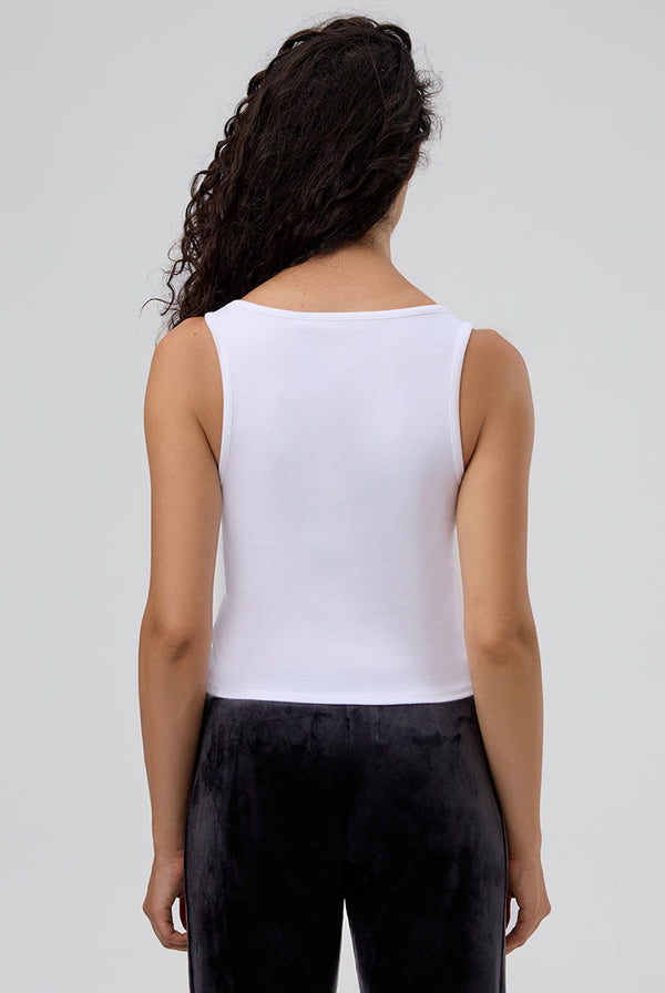 WHITE SCOTTIE DOG GLITTER CROPPED TANK