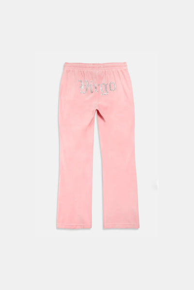 'VIRGO' JUICY PINK VELOUR DIAMANTÉ TRACKSUIT BOTTOM