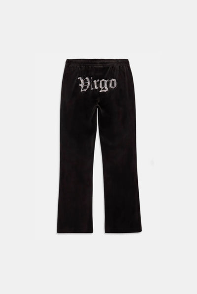 'VIRGO' BLACK VELOUR DIAMANTÉ TRACKSUIT BOTTOM