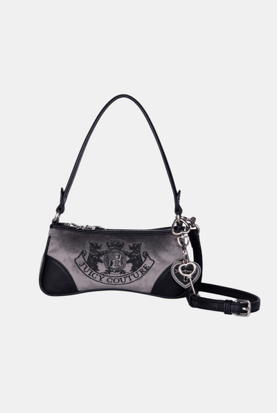 GREY CREST EMBROIDERED SHOULDER BAG