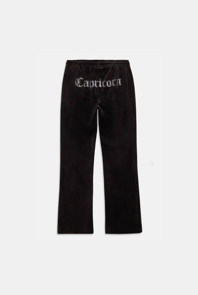 'CAPRICORN' BLACK VELOUR DIAMANTÉ TRACKSUIT BOTTOM