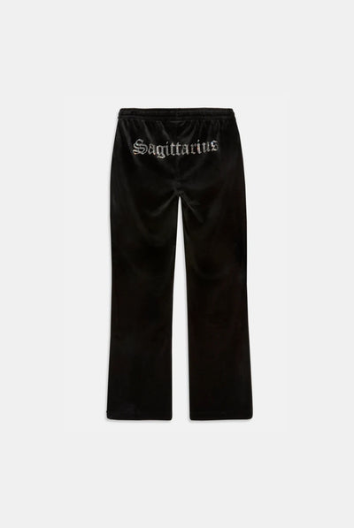 'SAGITTARIUS' BLACK VELOUR DIAMANTÉ TRACKSUIT BOTTOM