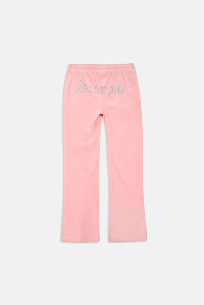 'SCORPIO' JUICY PINK VELOUR DIAMANTÉ TRACKSUIT BOTTOM