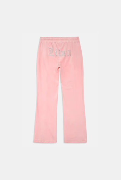 'LIBRA' JUICY PINK VELOUR DIAMANTÉ TRACKSUIT BOTTOM