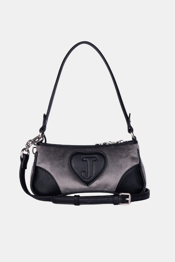GREY CREST EMBROIDERED SHOULDER BAG