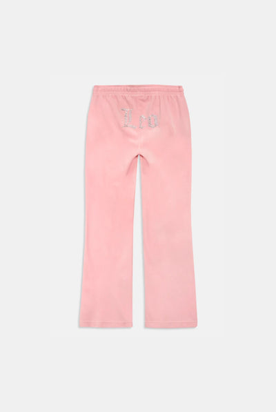 'LEO' JUICY PINK VELOUR DIAMANTÉ TRACKSUIT BOTTOM